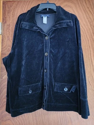 Suéter feminino Jones New York Signature plus size 3XL jaqueta de veludo preto - Imagem 1 de 4