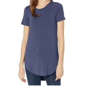 Daily Ritual Tunic T Shirt Womens S Blue Jersey Short Sleeve Casual Tee Coastal - Picture 1 of 16