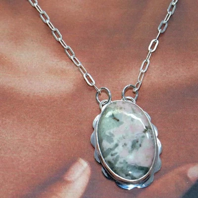 Fine Finish Cobalt Calcite 925 Silver Plated Gemstone Necklace 19" GW - Image 1 of 3