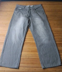 Deadstock Vtg Y2K Avirex Grey Baggy Jeans 36/32 Fits 34/30 35/30 Wide Leg Baggy - Picture 1 of 7