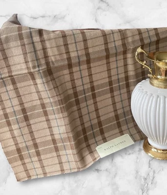 Ralph Lauren Whitton Plaid Camel Fabric Remnant 25x25” Wool Cotton New Canaan - Image 1 of 4
