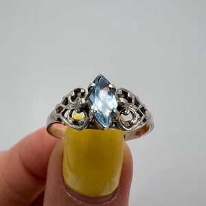 Vintage Damen Ring Sterling Silber 925 kreierter Stein Topas Handarbeit Schmuck - Bild 1 von 10