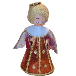 Topper de árbol de ángel con cara de goma Mid-Century años 60 de colección con halo, hecho en Japón - Imagen 1 de 9