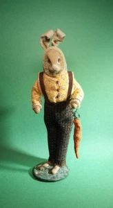Trissy Crenshaw Easter Rabbit with Carrot Vintage Style Folk Art - Picture 1 of 5