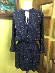 Rails Star Print Mini Dress S Navy Smocked Stargazer Soft Academia Soft Witchy - Bild 1 von 6
