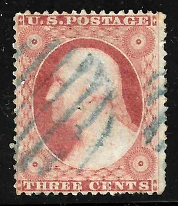 Sc #26 Big RT Margin Blue Fancy Cancel 3 Cent Washington 1857-61 US 82B42 - Picture 1 of 1