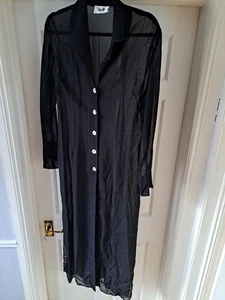 WALLIS Black Maxi Chiffon Shirt Dress. Size 10. Side Slits - Picture 1 of 8