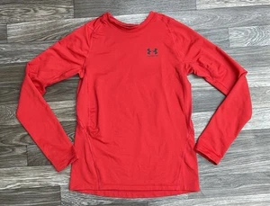 Under Armour Long Sleeve Cold Gear Shirt Boys Youth Large Red Crewneck - Picture 1 of 6