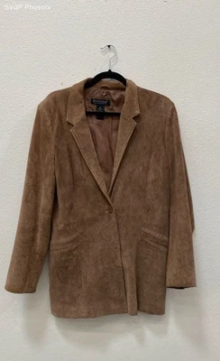 Dialogue Womens Brown Leather Long Sleeve Blazer Jacket Size Medium - Image 1 of 4