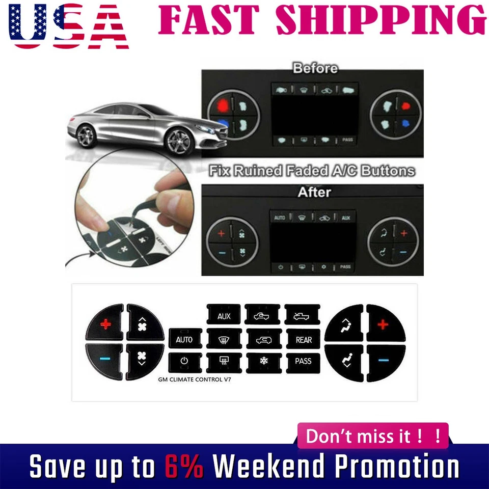 Adesivo adesivo painel de correção botão rádio vinil preto para 2007-2015 Chevy GM Buick - Imagem 1 de 4