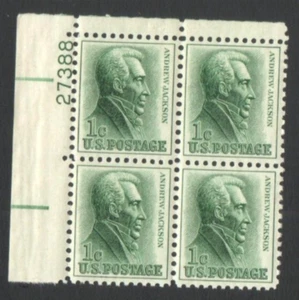 Vintage Unused US Postage Block 1 Cent Stamps Andrew Jackson - Picture 1 of 3