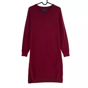 GANT Dark Red 100% Wool Long Sleeves Crew Neck Dress Size S - Picture 1 of 10