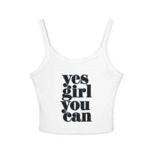 Empowering Women's Spaghetti Strap Tank Top, Yes Girl You Can - Picture 1 of 17