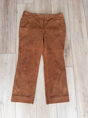 Pantalones de pana J Crew para mujer 8 28x24 marrón oscuro rectos chinos dobladillo bolsillos Foto 1 de 4