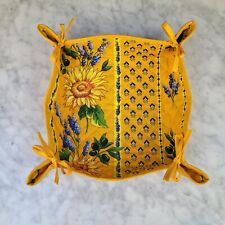 French Provencal Provence Bread Basket Lavender Bouquet Yellow Made In France 