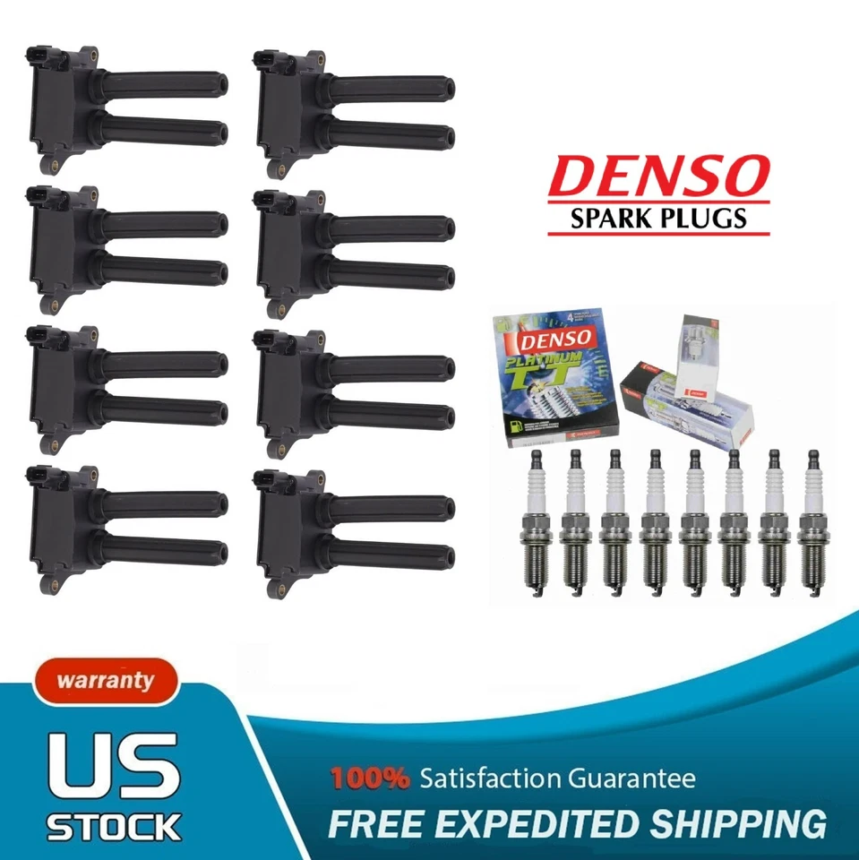 8 bobinas de ignição + 16 velas de ignição DENSO para 09-19 Dodge Jeep Chrysler 300 5.7L - Imagem 1 de 4