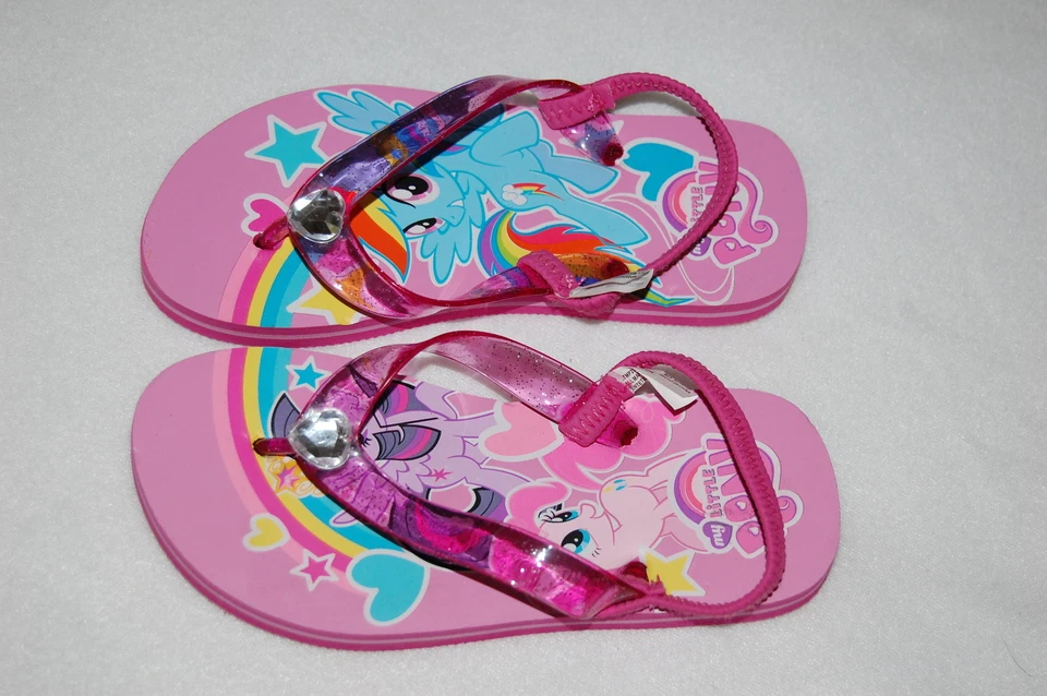 Toddler Girls Flip Flops MY LITTLE PONY Elastic Ankle Strap PURPLE Heart S 5-6 - Image 1 of 1
