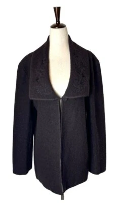 Suéter Alexandra Bartlett Mujer 1X Cárdigan Marrón Tejido Lana Cuello Bordado Foto 1 de 4