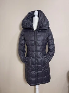 Laundry By Shelli Segal High Collar Down Fill Puffer Gray Long Coat Women’s Sz M - Bild 1 von 12