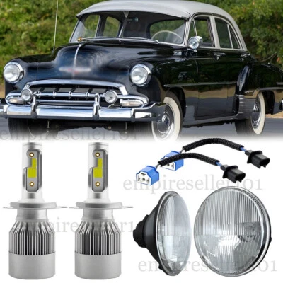 Par de faros LED redondos de 7 pulgadas de haz alto bajo para Chevy Stileline Deluxe 1949-1952 Foto 1 de 4