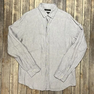 Banana Republic 100% Linen Long Sleeve Button Shirt Medium Slim Mens Purple - Picture 1 of 6