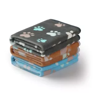 1 Pack 3 Blankets Fluffy Premium Fleece Pet Blanket Flannel Paw Printed Throw... - Picture 1 of 7