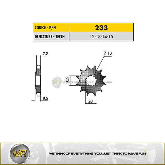 KTM SX 85 FROM 2003 TO 2018 FRONT DRIVE SPROCKET SUNSTAR PITCH 428 WITH 14 TEETH - Image 1 of 1