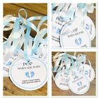 20 x 2 INCH SMALL Personalised Baby Shower Pop When She Pops Round Tags Baby Boy