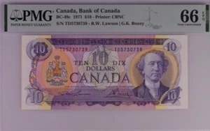 Billete de 10 dólares Canadá 1971 BC-49c sin circular pmg 66 - Imagen 1 de 2