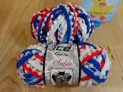 Hilos de Hielo Salsa Rojo Blanco Azul Chenilla Lote de 2 Madejas x 100 gr Foto 1 de 4