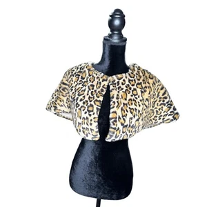 GB Girls Sweater Youth Girls XL Faux Fur Leopard Cheetah Bolero Shrug Tan Brown - Picture 1 of 10
