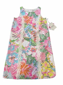 Girls Lilly Pulitzer Pink Floral Shift Summer Dress Size 14/16 XLarge NWT - Picture 1 of 6