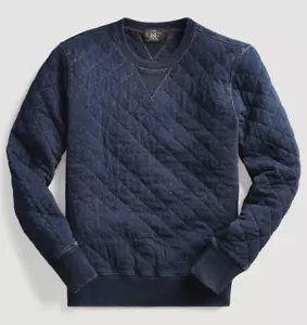 RRL Ralph Lauren Indigo Diamond Quilt Filled Cotton Sweatshirt Sweater-XL-RARE - Picture 1 of 4