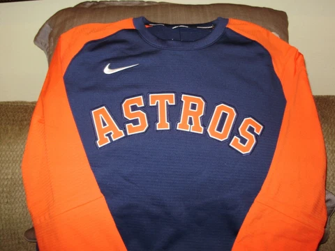 MLB Houston Astros Nike Dri-Fit Raglan Pullover Sweatshirt Thick Shirt Men's XL Cover