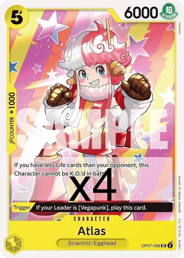 4X One Piece Card Game Atlas OP07-098 Uncommon NM - Image 1 of 1