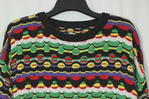 Vintage 80er Jahre bunter Cosby Bubble Strick Pullover 100% Baumwolle Highland Made in USA - Bild 1 von 6