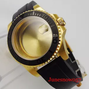 Luxury Gold Coated Men Watch Case Sapphire Glass Fit MINGZHUDG 2813 MIYOTA 8215 - Picture 1 of 4