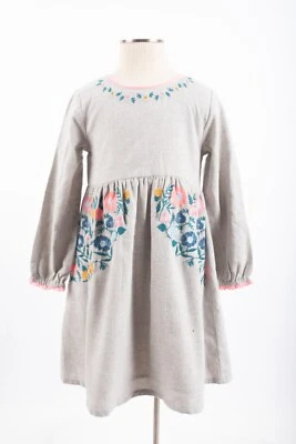 Vestido Egg New York Niñas Floral Bordado Talla 5 Años Gris Manga Larga Foto 1 de 4