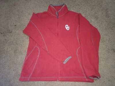 OU Sweatshirt Women's Large L Full Zip Antigua Red Oklahoma Sooners Sweater - Image 1 of 4