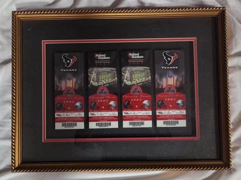 2002 Inaugural & Opening Game HOUSTON TEXANS 4 Framed Unused Game Tickets Cover