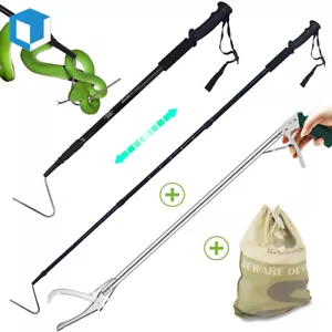 47" Heavy Duty Snake Tongs &57" Hook &Bag Reptile Grabber Catcher Handling Tool - Picture 1 of 27