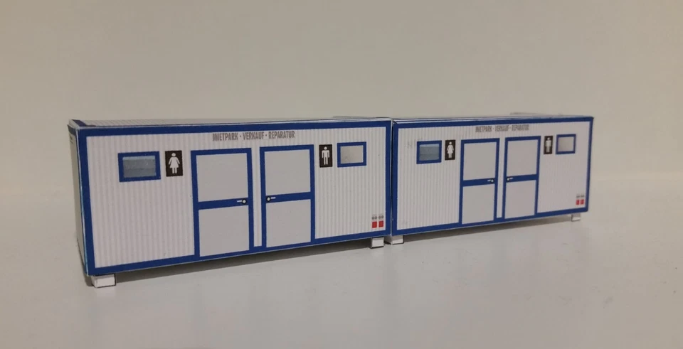 HO/1:87 WC-Container 2 Stück Kartonmodellbausatz - Bild 1 von 3