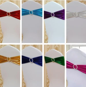  Faja de cubierta de silla 10 piezas banda elástica fajas de moño decoración de banquetes de boda  - Imagen 1 de 13