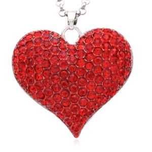 Necklace Valentine's Day Ruby Red Love Heart Pendant BFF Best Friend Forever vd2 - Picture 1 of 4
