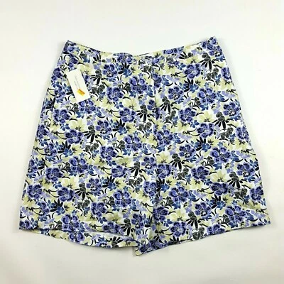 IZOD Blue Flower Women's Size 12 Chino Athletic Retro Floral Outdoor Golf Shorts - Image 1 of 4