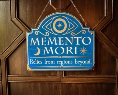 Memento Mori, Solid Wood and Paint Rustic Sign, Gold Accents - Image 1 of 4