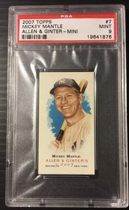 2007 Topps Allen & Ginter Mini Mickey Mantle #7 HOF PSA Mint 9 New York Yankees