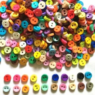 150 pcs Tiny buttons 2 holes size 6 mm assorted colors for doll crafts accessory - Image 1 of 4