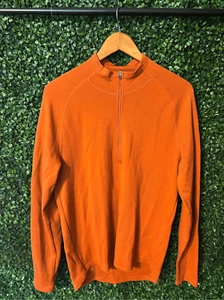 IBEX 100% MERINO WOOL ORANGE QUARTER ZIP PULLOVER SWEATER SIZE LARGE - Picture 1 of 4
