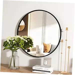 Round Mirror 30 Wall Mounted Circle Mirrors Vanity Mirror 30"L x 30"W Black - Picture 1 of 8